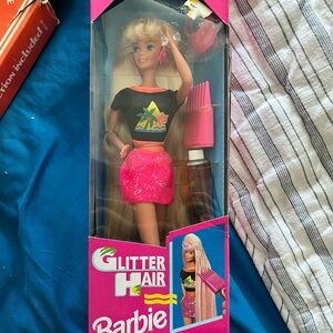 Barbie Glitter Hair Doll with Blonde Wig and Pink Skirt
